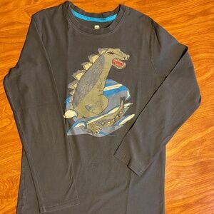 Tea Collection Size 16 Black Long Sleeved Godzilla Graphic Tee